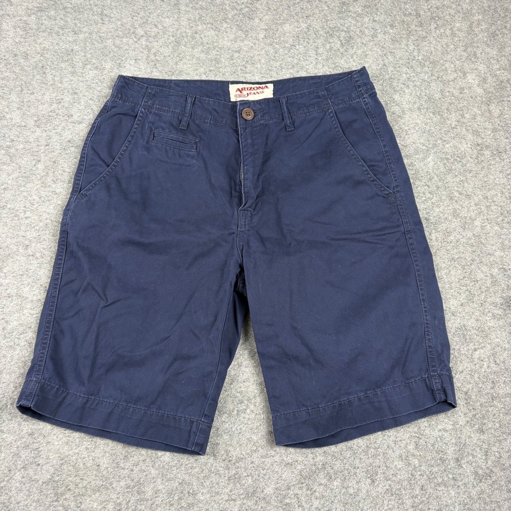 Y2K Arizona Jean Co Shorts Mens 31 Navy Blue Chino Flat Front Surf Casual Cotton